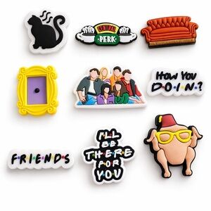 NEW Friends TV Show Shoe Charms – 9 Piece - Croc Shoe Compatible Accessory Set